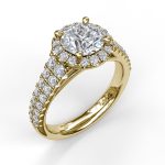 Engagement Round Cut Halo Lab Grown Diamond Gold Ring - Image 2