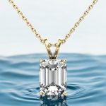 Emerald Cut Solitaire Lab Grown Diamond Gold Pendant