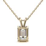 Emerald Cut Solitaire Lab Grown Diamond Gold Pendant - Image 4