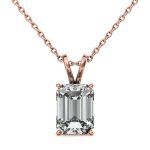 Emerald Cut Solitaire Lab Grown Diamond Gold Pendant - Image 5
