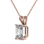 Emerald Cut Solitaire Lab Grown Diamond Gold Pendant - Image 6