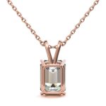 Emerald Cut Solitaire Lab Grown Diamond Gold Pendant - Image 8