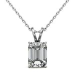 Emerald Cut Solitaire Lab Grown Diamond Gold Pendant - Image 9