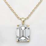 2.00 Carat Emerald Cut Solitaire Lab Grown Diamond Gold Pendant