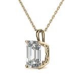 2.00 Carat Emerald Cut Solitaire Lab Grown Diamond Gold Pendant - Image 2