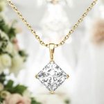 Princess Cut Solitaire Lab Grown Diamond Gold Pendant