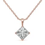 Princess Cut Solitaire Lab Grown Diamond Gold Pendant - Image 5