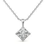 Princess Cut Solitaire Lab Grown Diamond Gold Pendant - Image 9