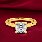2.00 Carat Cushion Cut Lab Grown Diamond Gold Ring