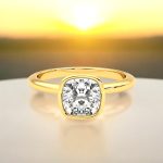 Bezel Cushion Setting Lab Grown Diamond Ring