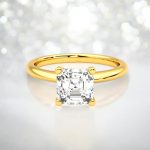 Assher Cut Solitaire Lab grown Diamond IGI Certified Gold Ring
