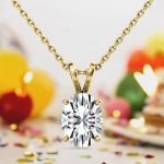 Oval Solitaire Lab Grown Diamond Gold Pendant