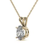Oval Solitaire Lab Grown Diamond Gold Pendant - Image 2