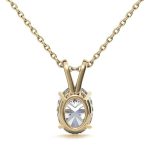 Oval Solitaire Lab Grown Diamond Gold Pendant - Image 4