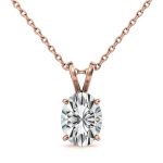 Oval Solitaire Lab Grown Diamond Gold Pendant - Image 5
