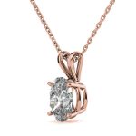 Oval Solitaire Lab Grown Diamond Gold Pendant - Image 6