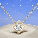 Bezel Princess Cut Solitaire Lab Grown Diamond Gold Pendant