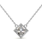Bezel Princess Cut Solitaire Lab Grown Diamond Gold Pendant - Image 11