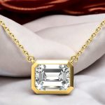 Bezel Emerald Cut Solitaire Lab Grown Diamond Gold Pendant
