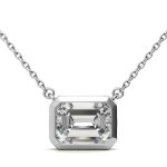 Bezel Emerald Cut Solitaire Lab Grown Diamond Gold Pendant - Image 4