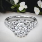 Engagement Round Cut Halo Lab Grown Diamond Gold Ring - Image 4