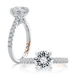 Round Cut Solitaire with Accents Lab Grown Diamond White Gold Ring - Image 3