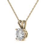 4 Prong Round Solitaire Lab Grown Diamond Gold Pendant - Image 2