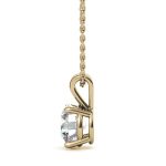 4 Prong Round Solitaire Lab Grown Diamond Gold Pendant - Image 3