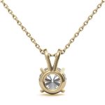 4 Prong Round Solitaire Lab Grown Diamond Gold Pendant - Image 4