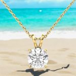 4 Prong Round Solitaire Lab Grown Diamond Gold Pendant