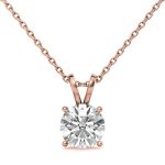 4 Prong Round Solitaire Lab Grown Diamond Gold Pendant - Image 5