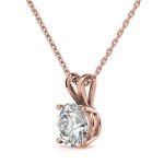 4 Prong Round Solitaire Lab Grown Diamond Gold Pendant - Image 6
