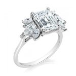 2.78 Carat Emerald Cut Solitaire with Accents Lab Grown Diamond White Gold Ring - Image 2